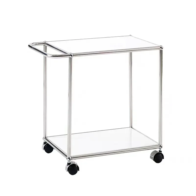 

Medieval small coffee table sofa, metal edge living room, modern and simple shelves, stainless steel coffee table