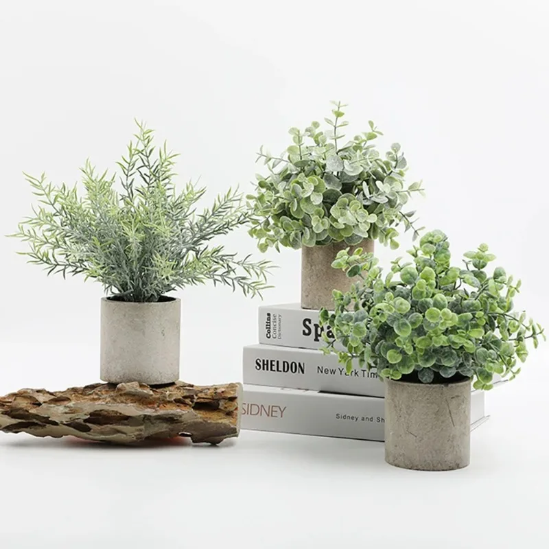 

Artificial Eucalyptus Potted Plant: Small Fake Flower Bonsai with Pot – Mini Desktop Decor for Home, Office & Restaurant