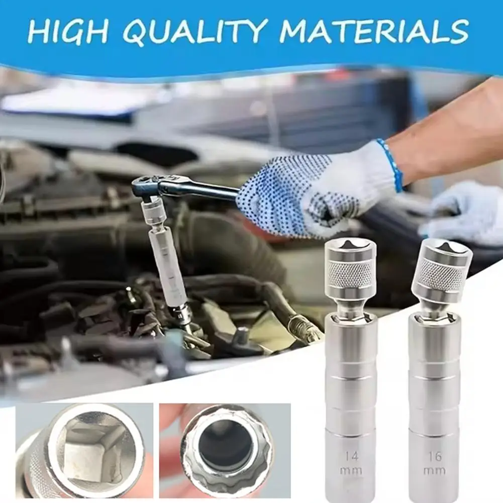 Zündkerze Universal Hülse Schlüssel 3/8 Zoll Buchse Magnetische 12 Punkt Winkel Dünne Wand Zündkerze Auto Entfernung Werkzeuge 14mm 16mm
