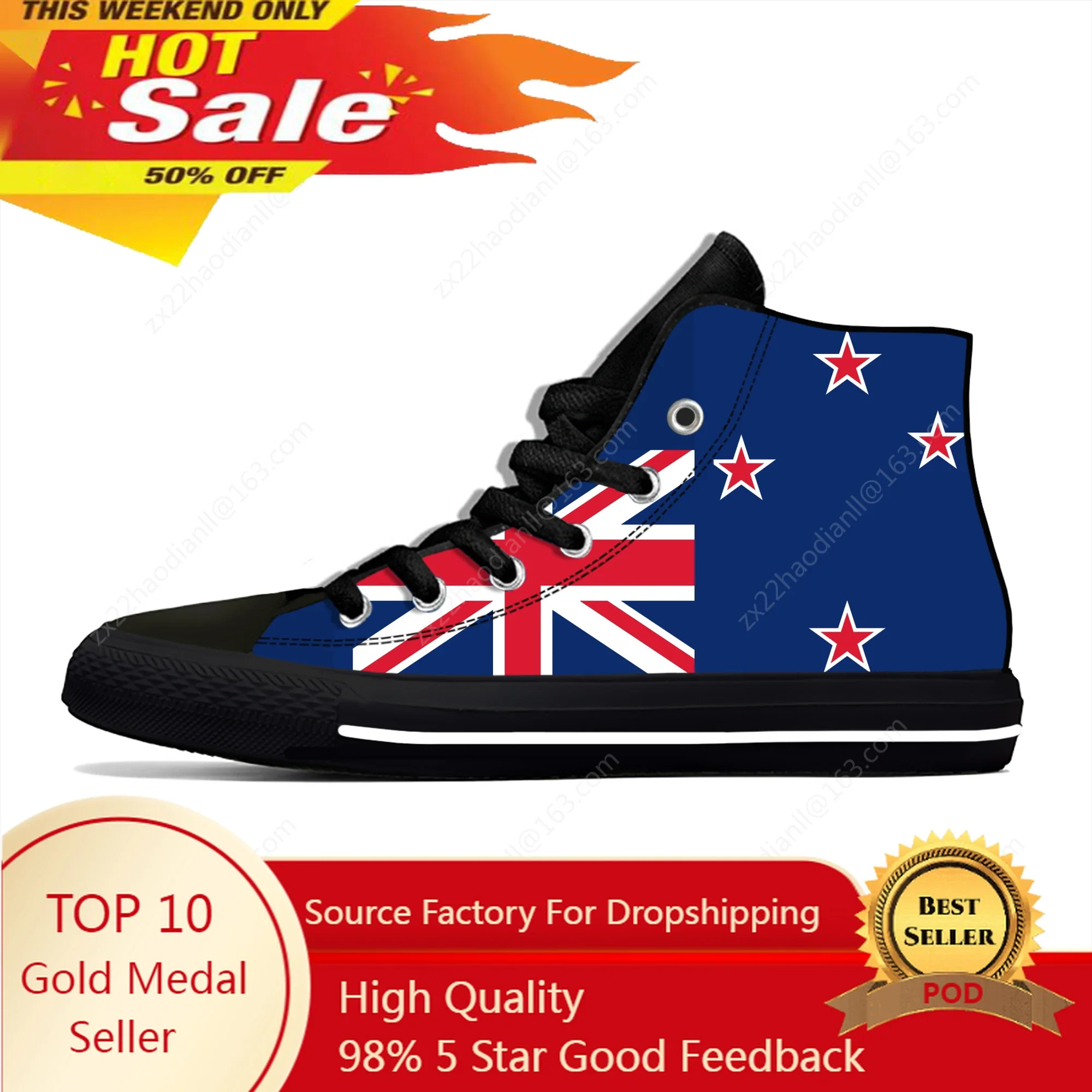 

New Zealand Flag High Top Sneakers Mens Womens Teenager Casual Shoes Canvas Running Shoes 3D Print Breathable Lightweight shoe