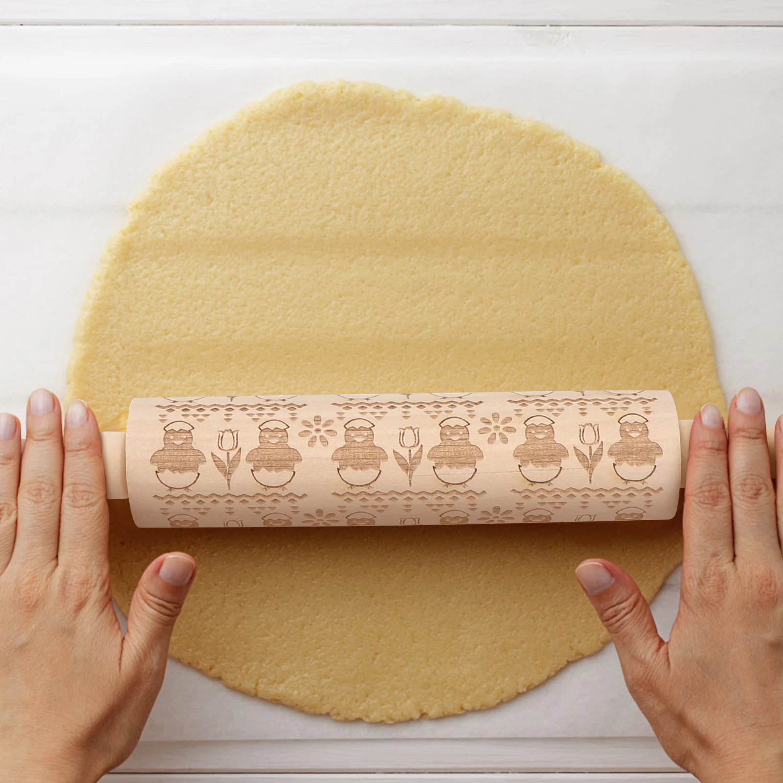 

1pc Wooden Rolling Pin Premium Baking Supplies Sturdy Dough Roller For Pasta Cookie Pizza Pastry Kitchenware (Khaki)