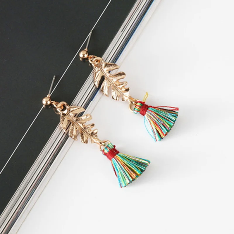 Bohemian Ethnic Tassel Leaf Earrings Vintage Plantain Leaves Earrings For Women Girls Party Jewelry Gifts Oorbellen Brincos