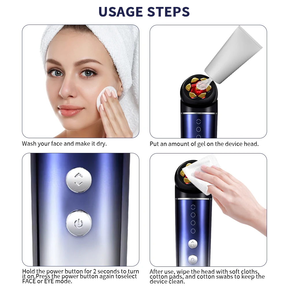 آلة شد الجلد مكركرنت RF EMS 3 في 1 جهاز مكافحة الشيخوخة الاهتزاز العلاج بالضوء الأحمر لرفع الوجه وإزالة التجاعيد #5