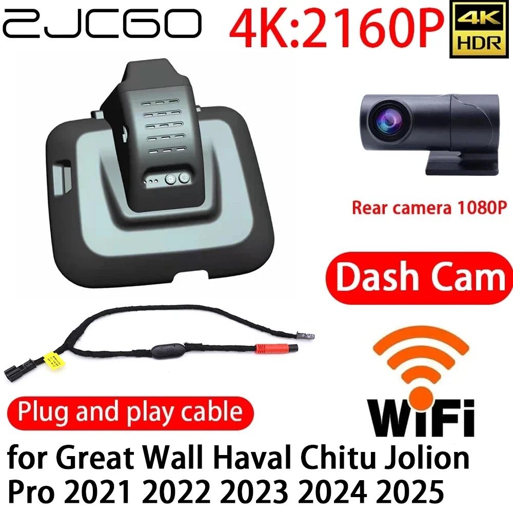 ZJCGO 4K DVR Dash Cam Wifi Front Rear Camera 24h Monitor For Great Wall Haval Chitu Jolion Pro 2021 2022 2023 2024 2025