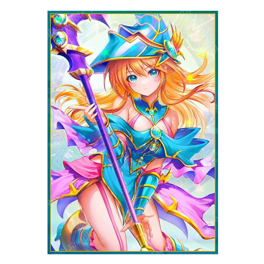 60Pcs/set 63X90Mm Diy Self Made Yu-Gi-Oh! Black Magician Girl Card Sleeves Color Flash Card Protective Cover Card Gift Toy