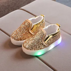 Children Casual Running  Shoes sequin  LED Boys Girls Fashion Sneakers 2023 Spring Lighted Non-Slip Sport Shoes Luminous Boots