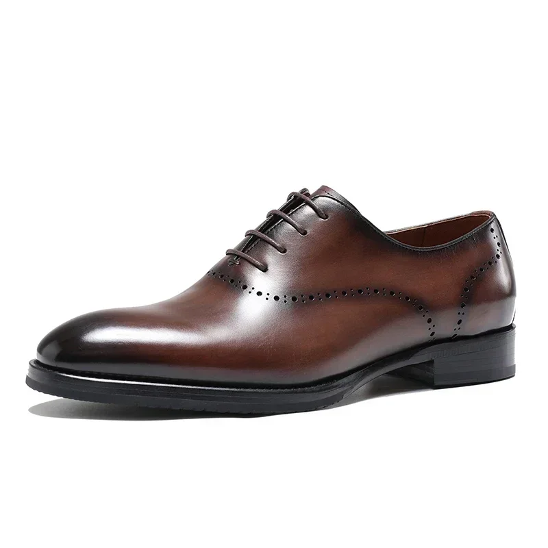 

Мужские классические туфли из натуральной кожи на толстой подошве со шнуровкой для весны и осени, деловые повседневные туфли, обувь для жениха на свадьбу