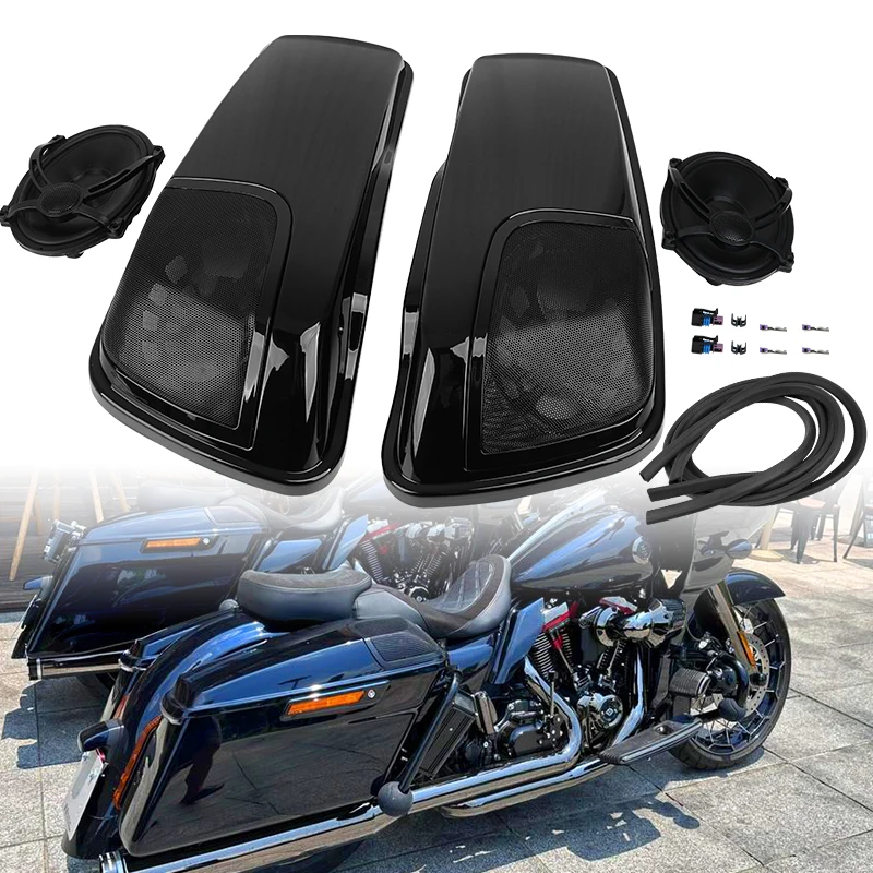 Tapas para alforjas de motocicleta con altavoces de 5"X7" para Harley Street Road Glide Road King Ultra CVO Street Road Glide 2014 en adelante