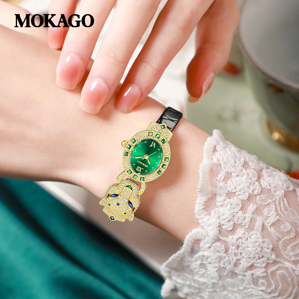 2025 креативные брендовые модные кварцевые часы для женщин с леопардовыми шипами и бриллиантами, роскошные женские наручные часы с кожаным ремнем, ювелирные часы