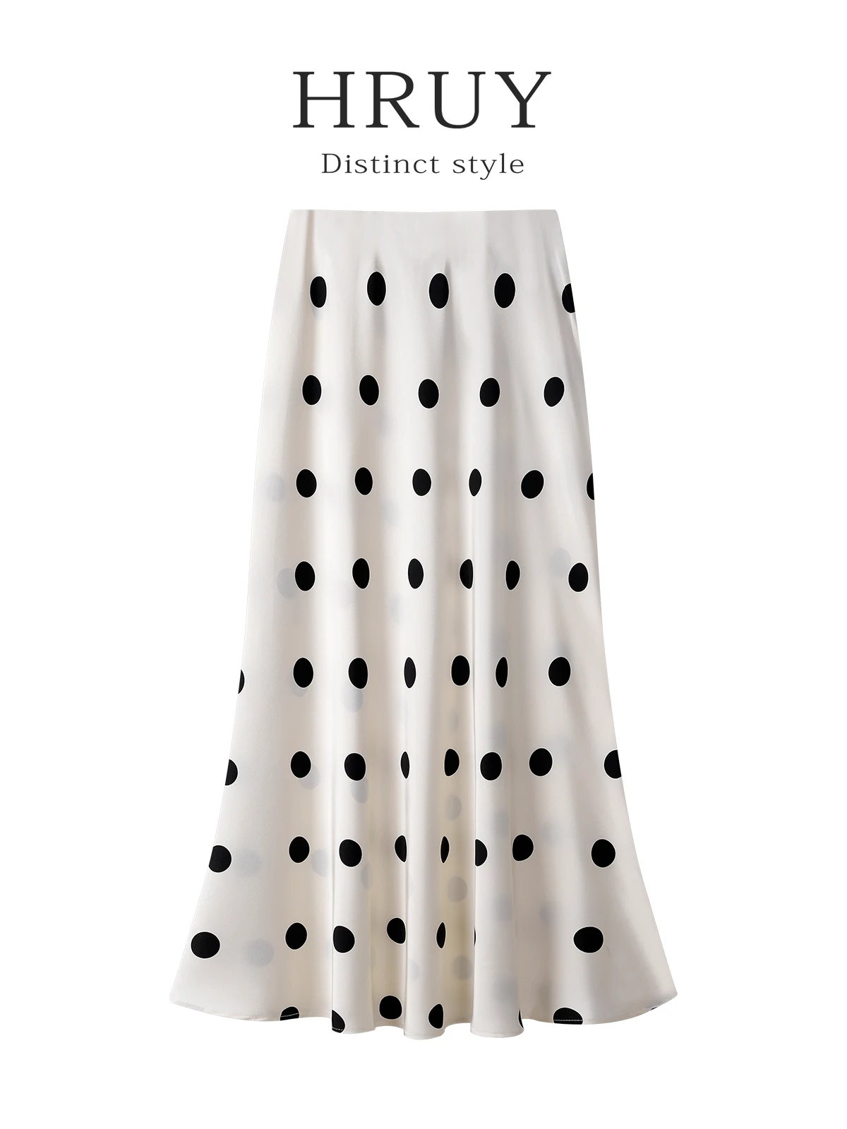 

Ele Юбка-миди трапециевидной формы с высокой талией и большими атласными тканьями в горошек. Женские летние юбки длиной до пола с эластичной резинкой на талии.