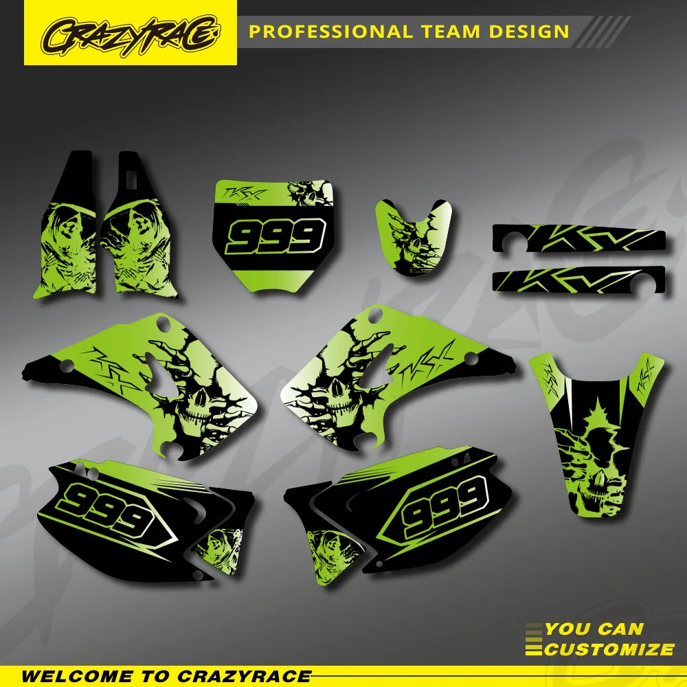 

Motorcycle Stickers Graphics Background Decal Kit For KAWASAKI KX125 KX250 125 250 2003-2012 2011 2010 2009 Customize Number