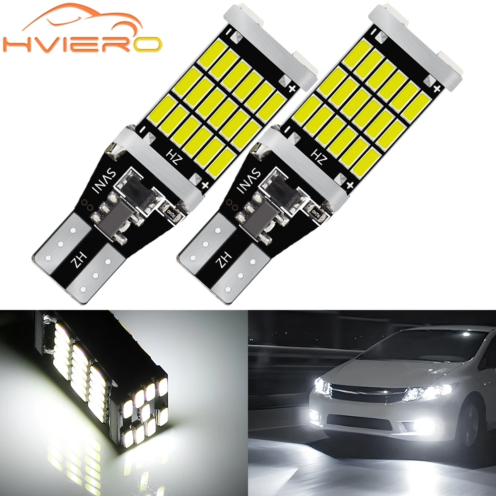 

2 шт. авто T15 W16W 921 912 светодиодные лампы высокой мощности 4014 45SMD супер яркие 1200LM замена для автомобиля фонарь заднего хода белый задний фонарь