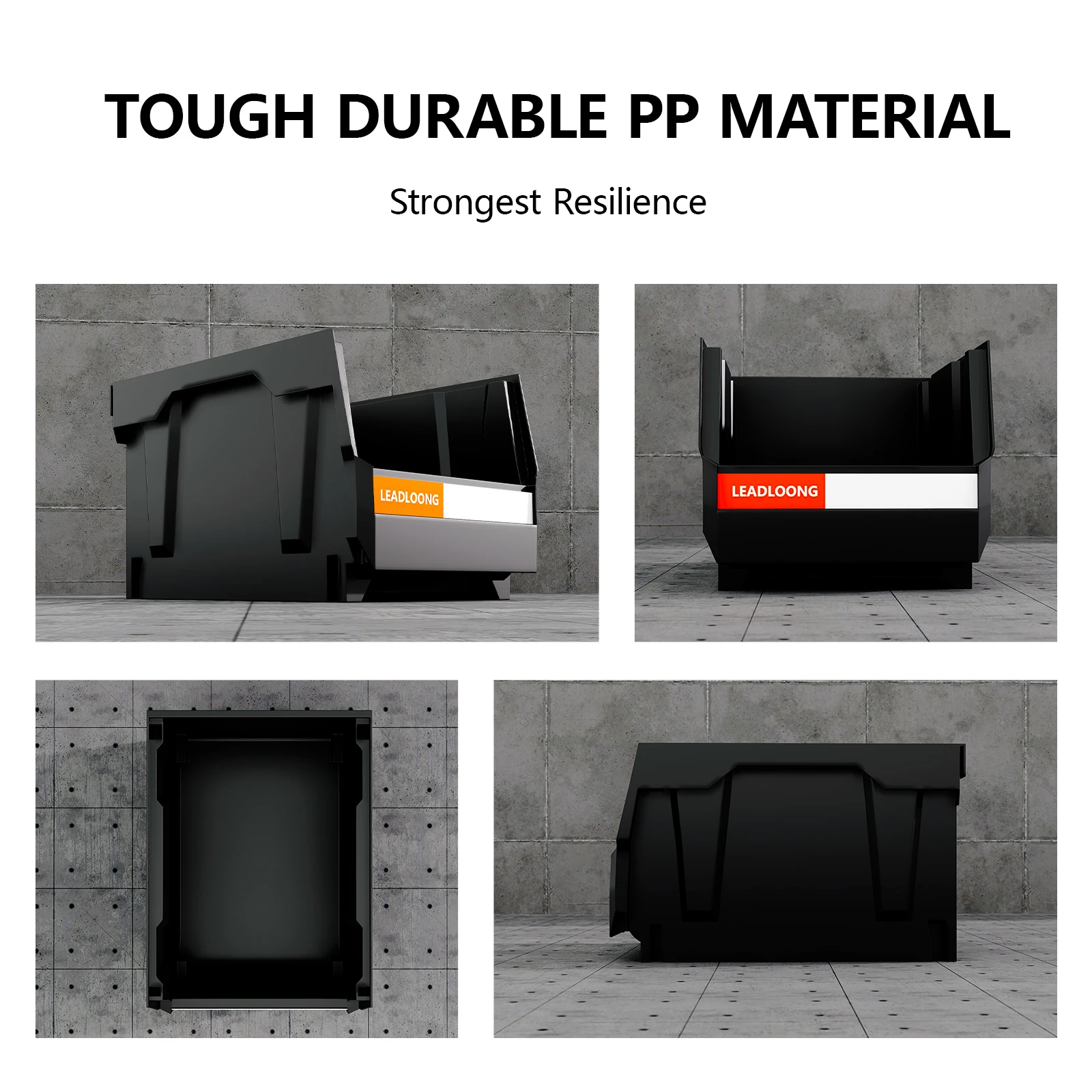 12Pcs 8"x5"x4" Stackable Plastic Storage Bins - Multipurpose Organizer for Garage Tools, Kitchen Sundries & Car Accessories