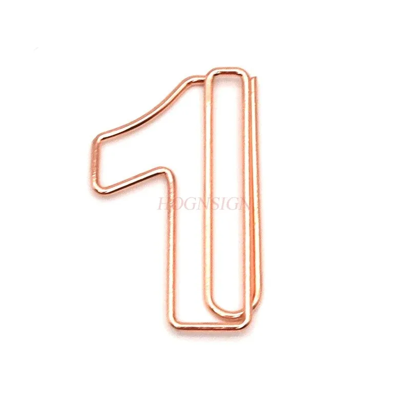 20PCS Numbers from 0 to 9 Office Accessories Paperclips Rose Gold Stationery Paper Clips Decorative Cute Paper Clips