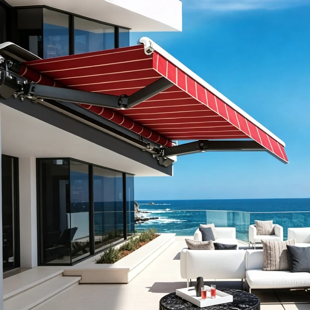 Modern  Sunshade Canopy Outdoor Folding Retractable Awning Home Use Durable & Windproof Customizable Size & Color