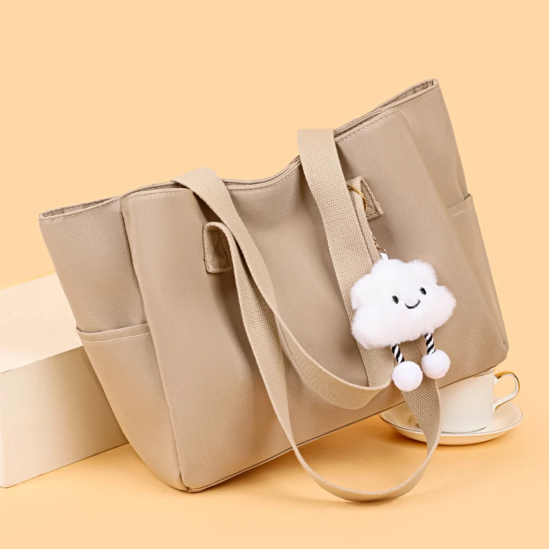 

Oxford Solid Color 2025 High Quality Shoulder Bag Large Capacity Zipper Simple Casual Tote Bag Soft Versatile Popular Handbag