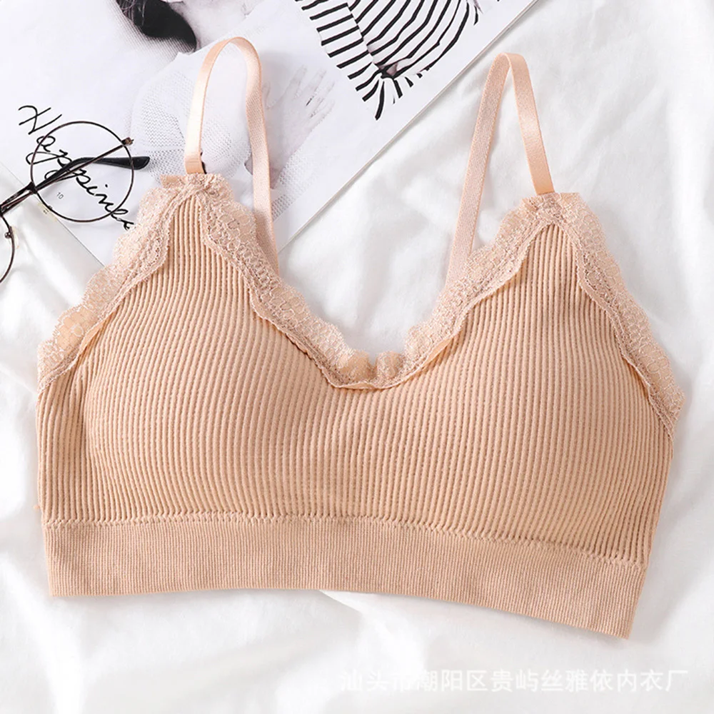 Soutien-gorge Bandeau en dentelle pour femme, haut court, sans couture, doux, à la mode