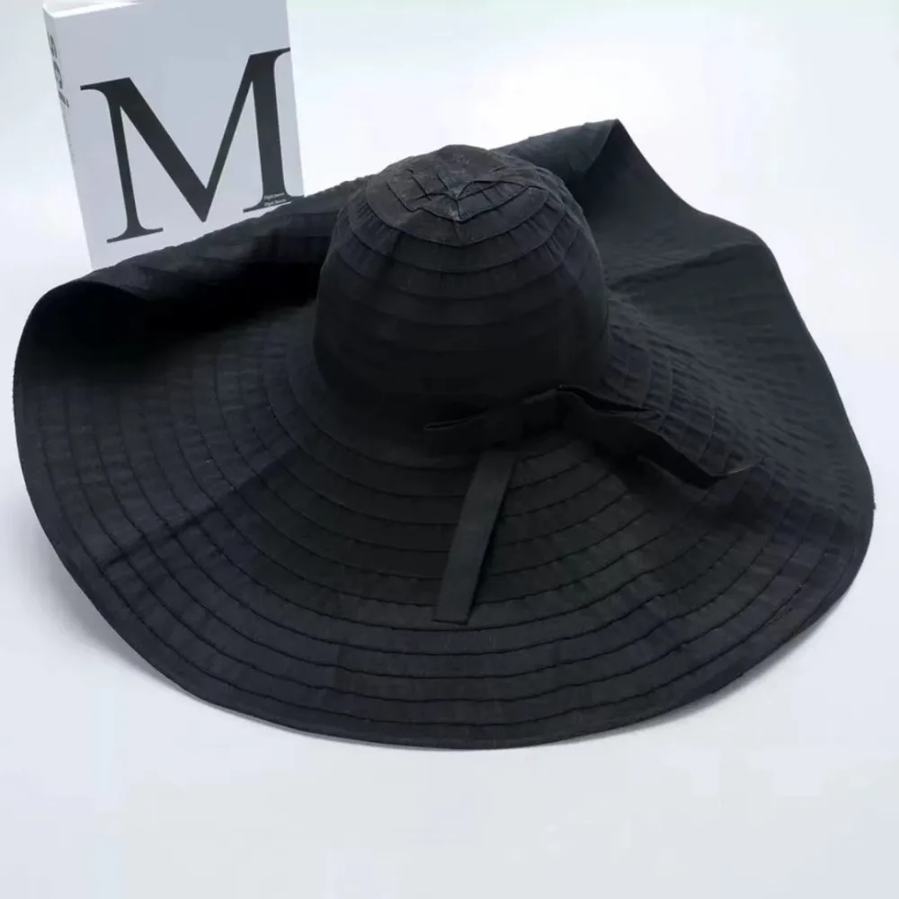 

Fashion Bowknot DIY Moldable Wide Brim Hat Sunscreen Foldable Plastic Bucket Hat Breathable UV Anti Women Sun Hat Travel