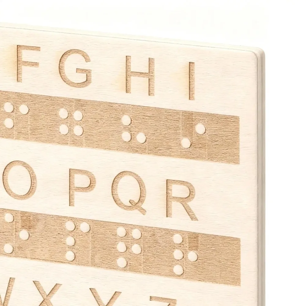 

Wooden Braille Alphabet Board Thickened Efficient Braille Learning Board with Raised Dots Portable Braille Self-Learning Tool