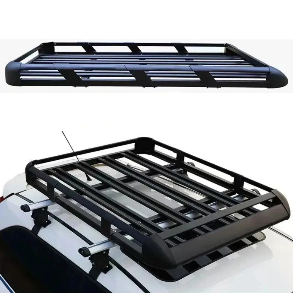 Universal Aluminum Roof Rack Basket Double Layer Car Luggage Carrier Heavy Duty Aerodynamic Cargo Storage Large Capacity SUV Van