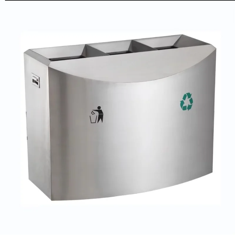 

3 in 1 trash can Recycling trash can 3 components Stainless steel sorting trash can