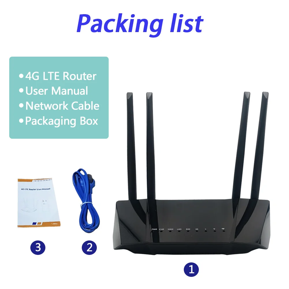 Huitenda 4G LTE WiFi Router 300Mbps 2.4GHz Dual Band High Gain 4 Antennas High Speed Internet Router for Home Office IP Camera