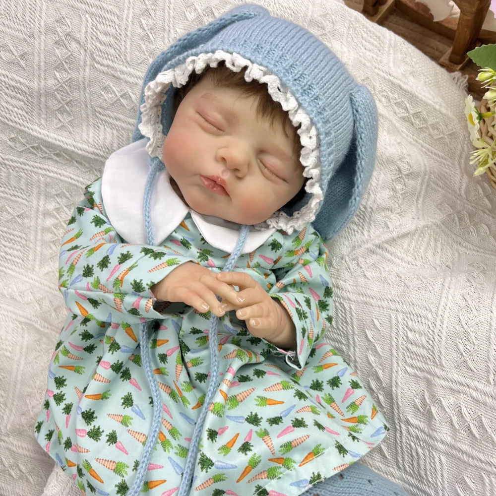 BZDOLL Realistyczna Lalka Reborn 48 CM (19 cali) Śpiąca, Ręcznie Robiona, z Winylowymi Ruchomymi Częściami, Materiałowy Korpus, Idealny Prezent Urodzinowy dla Dziewczynki