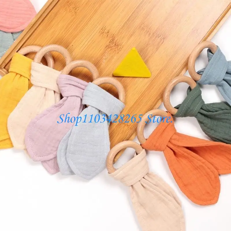 

Деревянная игрушка для прорезывания зубов с мультяшным кроличьим ухом для маленьких девочек и мальчиков, подарок для душа G2TE