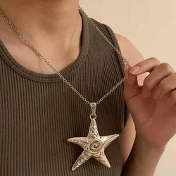 Bohemian Big Star Pendant Necklace for Women Egirl Jewelry Retro Y2K Exaggerated Starfish Statement Pendant Necklace