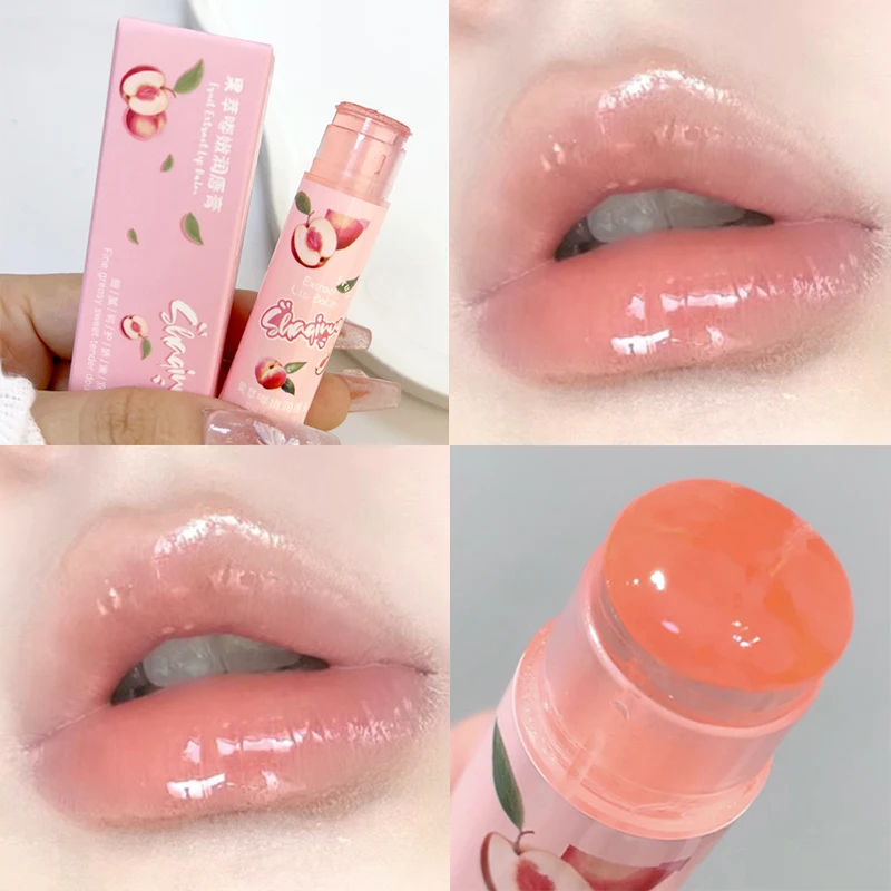 Bálsamo labial de gelatina de melocotón de miel, hidratante, antisecado, Reduce líneas de labios, imprimación de lápiz labial transparente