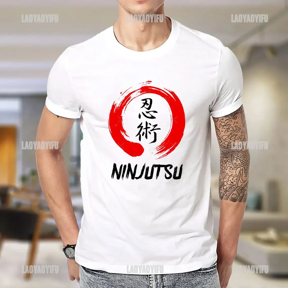 Ninja Japanese Kanji Script Calligraphy Shinobi Ninjutsu T-Shirt Cotton Woman T Shirt Black T Shirt Man Mens Tall T Shirts