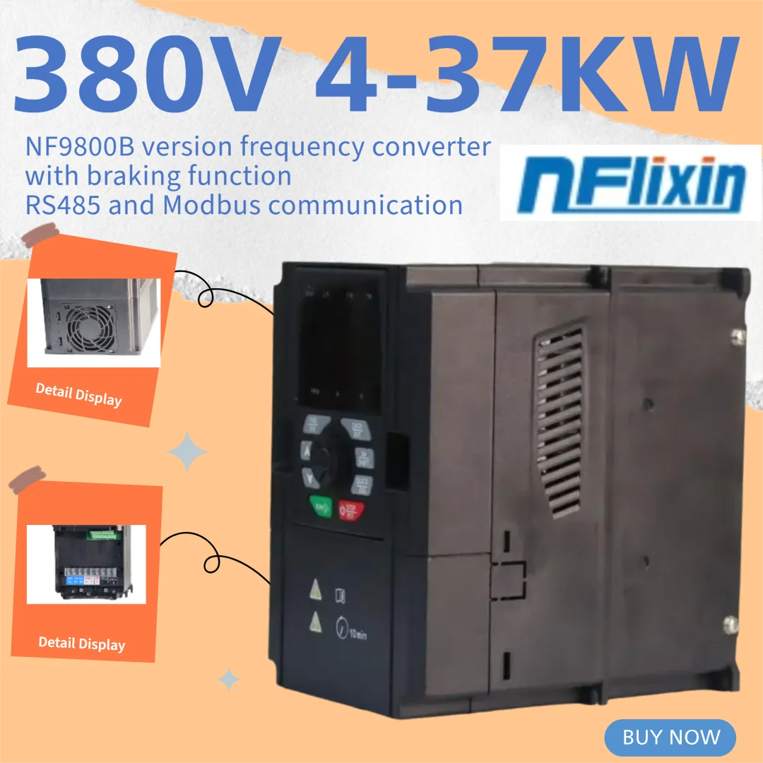 

High-end NF9800B Variable Frequency Converter 380V Three-Phase 4-37KW Brake Motor Speed Regulator Industrial Grade VFD Drive