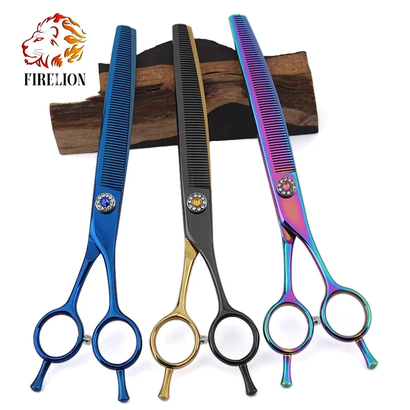 

Professional 440c Stainless Steel 7.25 Inch Gold Pet Dog Grooming Trimming Scissors Curved Thinning Scissors