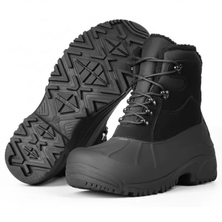 

Furuian Winter Boots for Men Waterproof Insulated Snow Boots for Men Non Slip Hiking Duck Boot Mens Fur-Lined Winter Shoes