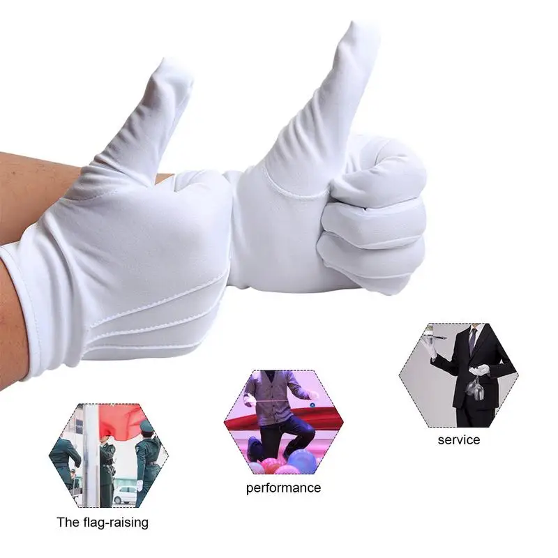 White Cotton Gloves Men Formal Tuxedo Uniform Gloves Honor Guard Parade Ceremony Costume Cosplay