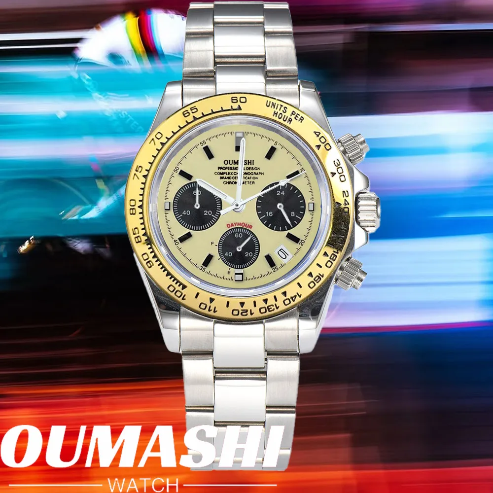 Роскошные часы vk63, кварцевые часы с хронографом, деловые часы, мужские спортивные часы VK63, сапфировое стекло, циферблат даты, керамический безель, часы vk63