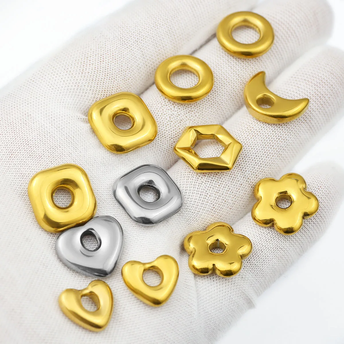 Multi-size multi-style stainless steel gold/steel-colored handmade DIY jewelry-making beads bracelets necklaces accessories view 6
