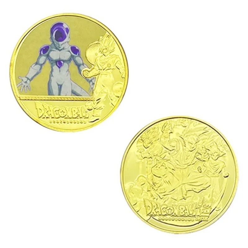 Dragon Ball Cute Anime Peripheral Commemorative Coins Goku Vegeta Krillin Piccolo Metal Collection Badge Commemorative Coin Gift