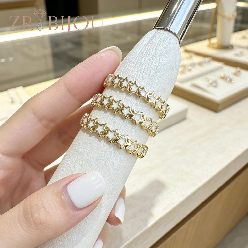 New Arrivals Two-tone Fashion Design Tiny Star Chic Engagement Band Ring Stack Stacking Jewelry for Women Finger Party Gift