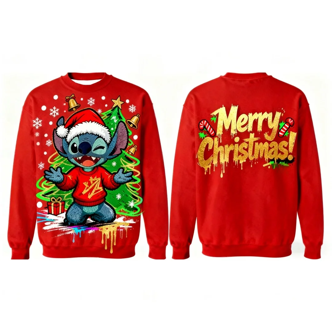 25-26 الخريف والشتاء جديد غرزة القبيح عيد الميلاد سترة أزياء الرجال والنساء البلوز الكرتون أنيمي زوجين سترة جولة الرقبة #2