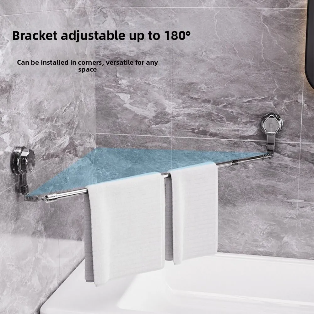 

Wall Mounted Bathroom Towel Rack Detachable Freely Extendable Suction Cup Towel Rack Strong Adhesion Folding Storage