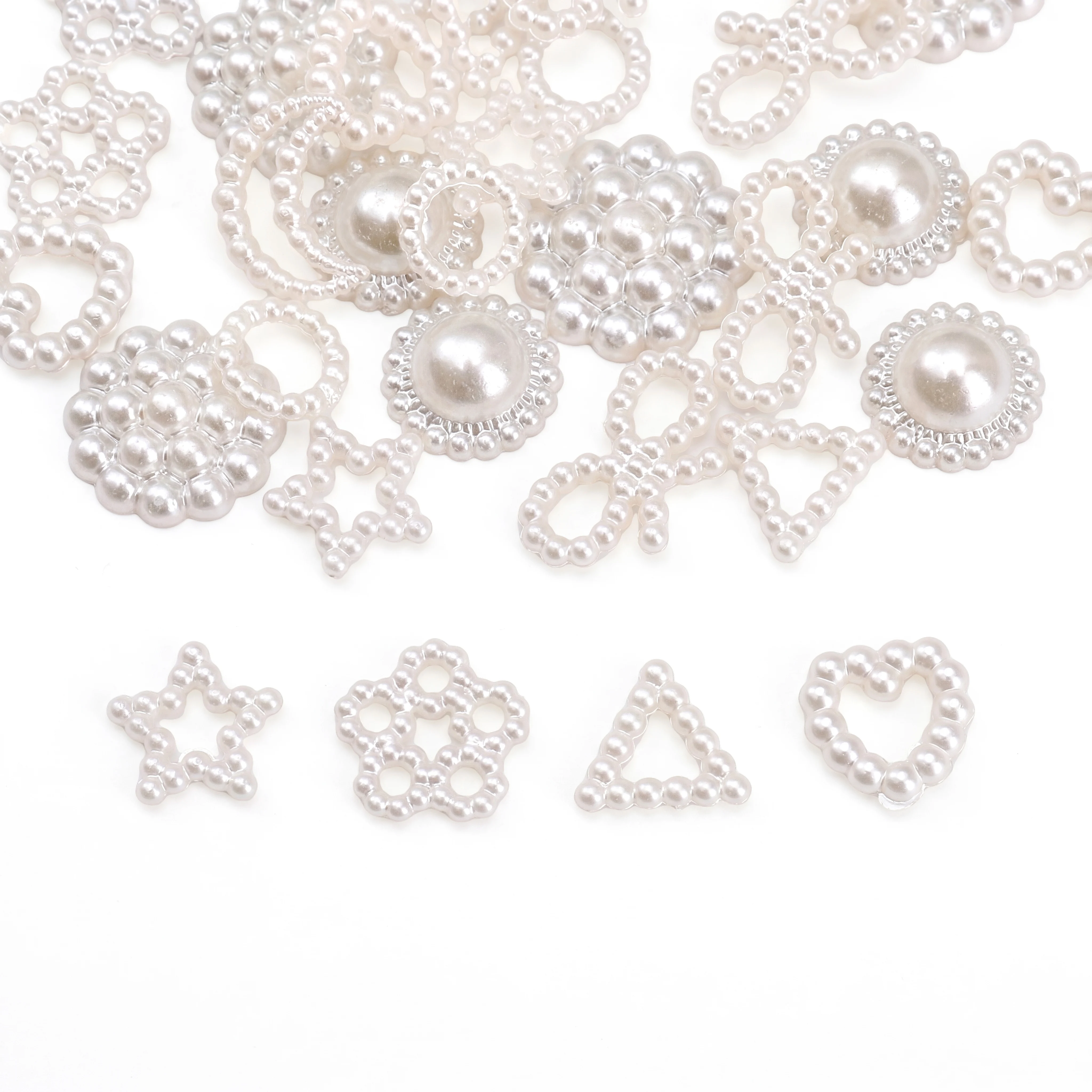 50/100 Stück Gemischte ABS Imitationsperlen Cabochons Schleifenförmige Flache Perlen für DIY Handyhüllen Haarspangen Bastelarbeiten Schmuckherstellung – Detail 4