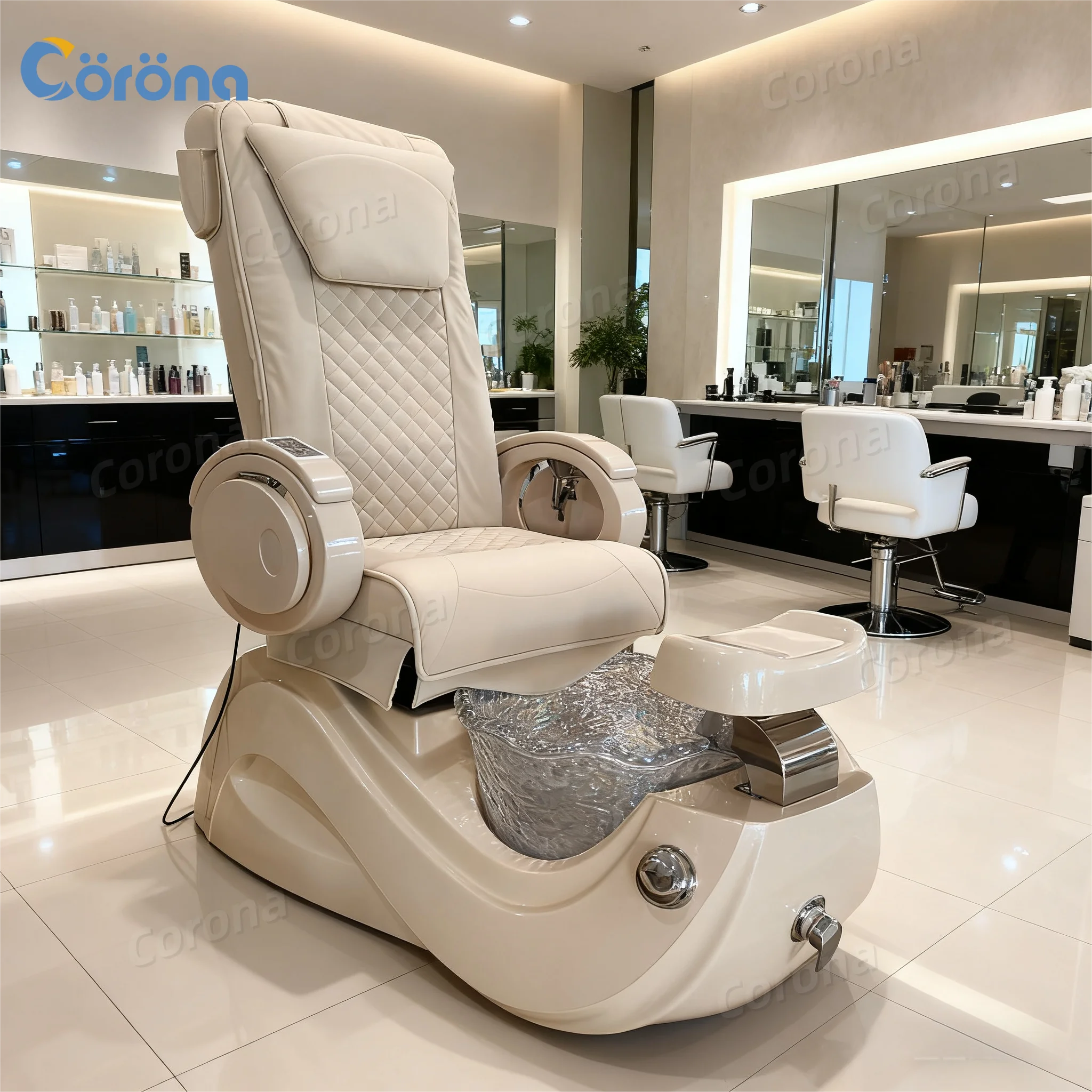 Pedicure Spa Chair with Bowl And Whirlpool Pedicure Platform Comfortable Salon Furniture for Professional Nail Care