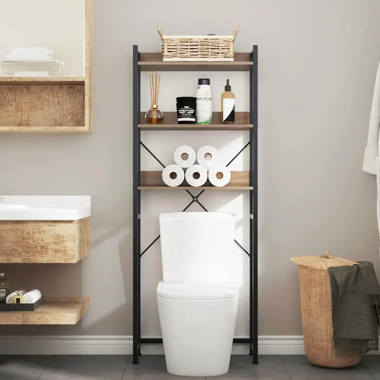 3-Tier Freestanding Bathroom Storage Rack, Over The Toilet Storage Rack, Space Saver Bathroom Organizer