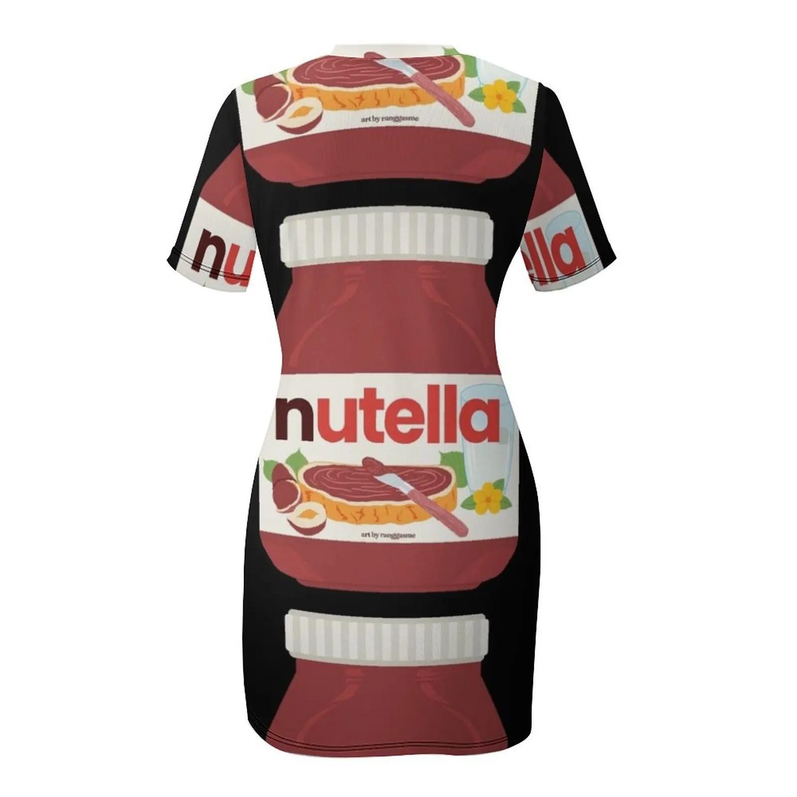 Nutella-jar chocolate Hezelnut cacau espalhar vestido de manga curta vestidos de verão feminino 2025 roupas femininas vestido longo