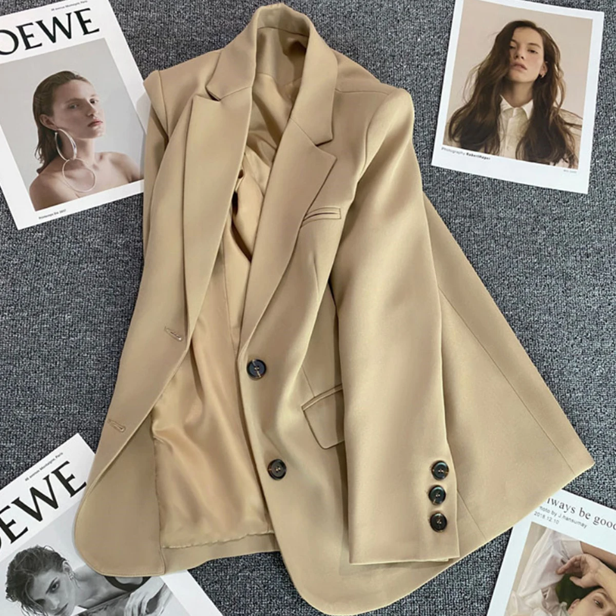 Veste pour femmes, nouvelle mode coréenne, petit costume, haut marron, manteau, vêtements amples, tempérament droit, Blazer Slim pour femmes Chic