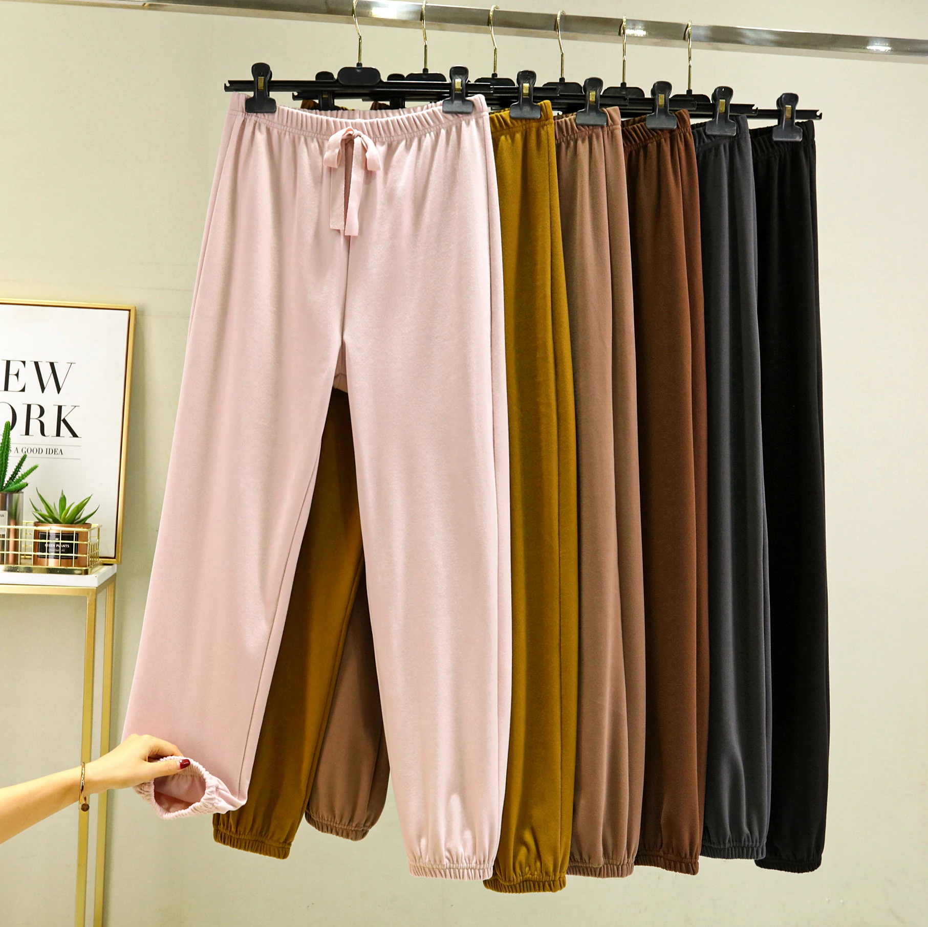 Thiened رقيق Sp السراويل النسائية الخريف الشتاء منخفضة الخصر عارضة المنزل الترفيه السراويل مع شريط مرن السراويل الرياضية #5