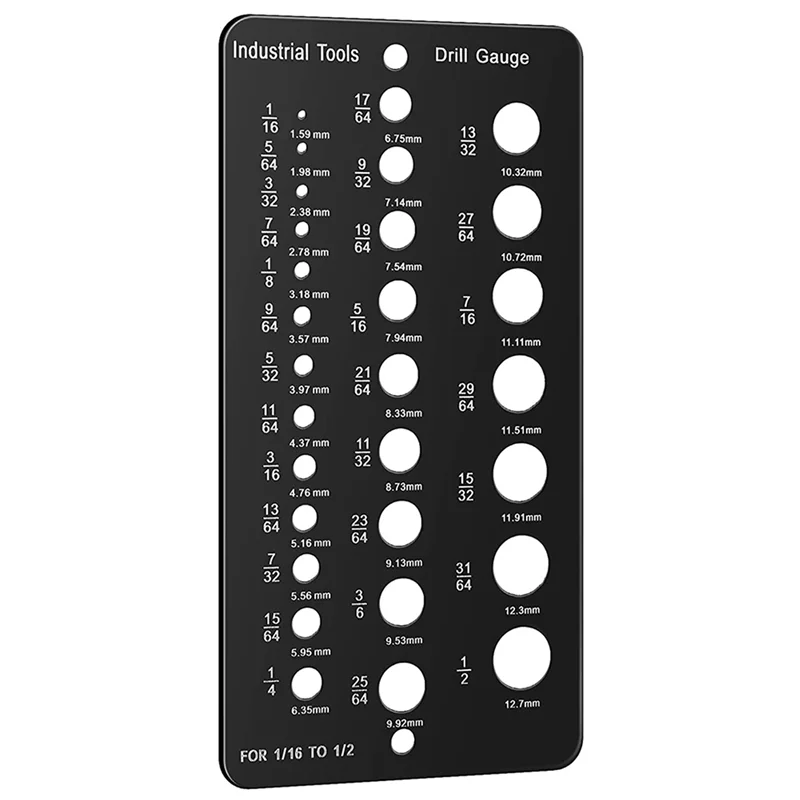 A40T 2X Calibro per punta da trapano da 1/16 pollici a 1/2 pollici, dimensioni della vite e calibro per filettatura pollici e calibro per trapano decimale Guida alle dimensioni della punta da trapano