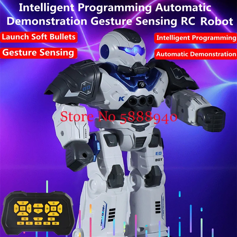 Smart Early Education Auto Demo Fire Bullet Remote Control Space Robot 60Mins Gesture Sensing Singe$Dance Walking RC Robot Toy