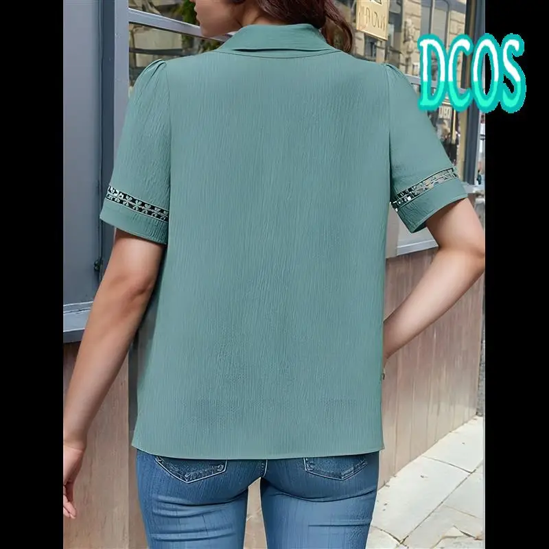 

DCOS-Women's Summer Tops Dressy Casual Short Sleeve Blouses Trendy Elegant Shirts
